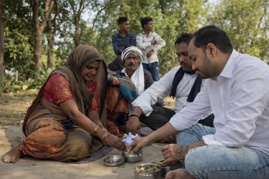 Alakh Pandey with Farmers