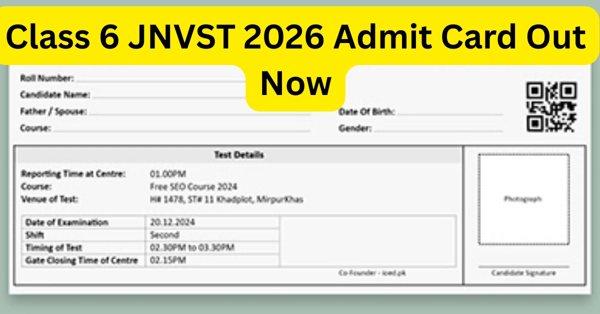 Class 6 JNVST 2026 Admit Card - Inbriefy