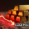Gold bars with declining price graph